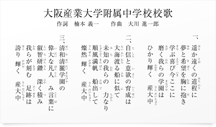 大阪産業大学附属中学校校歌
